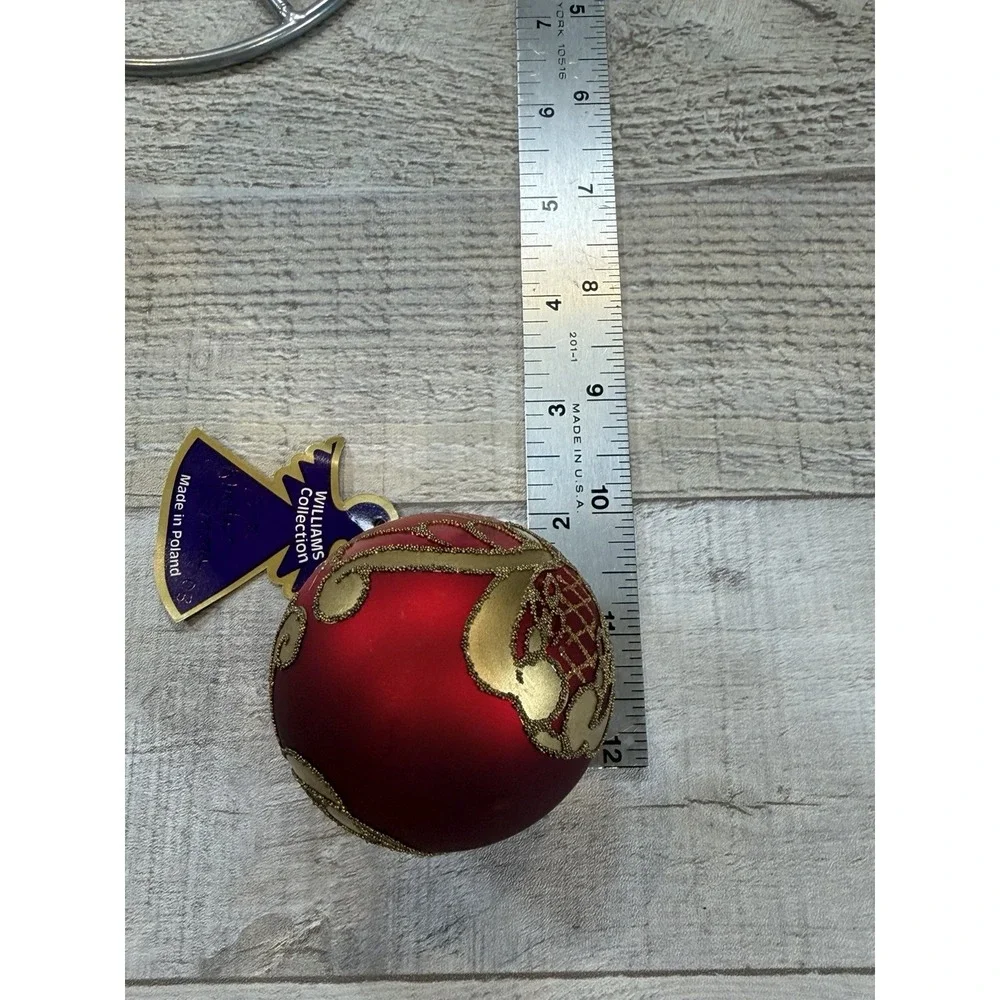 William Sullivan Poland HandBlown Glass Christmas Ornament Set 2 Ball Finial VTG